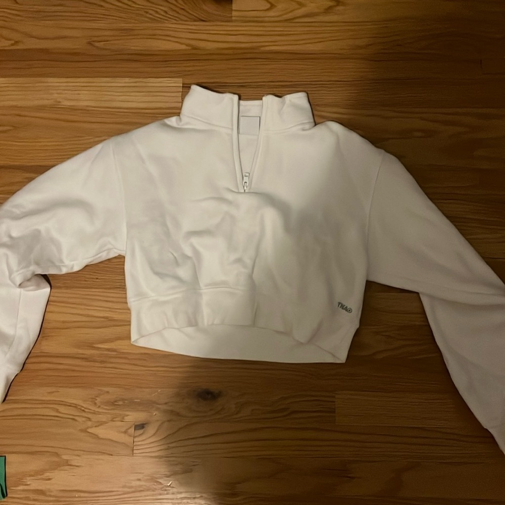 White cropped TNA sweatshirt